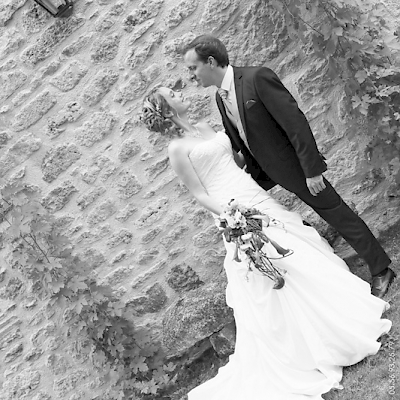Reportage mariage, photo du couple en noir et blanc