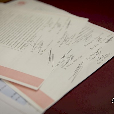 Reportage mariage, photo des signatures