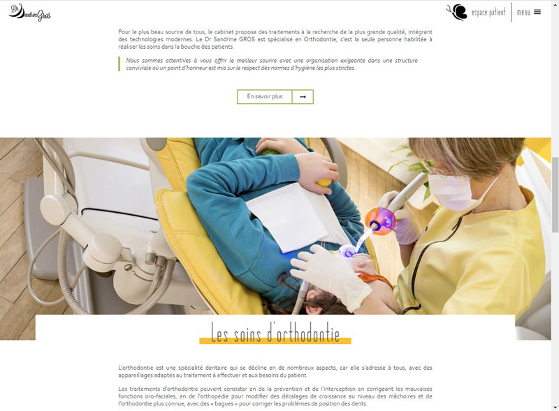 Page qui explique les soins d'orthodontie