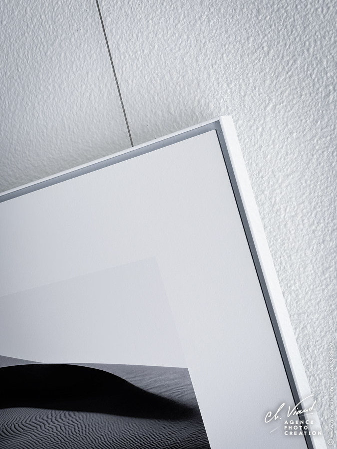 Impression sur papier d'art hahnemühle et cadre caisse américaine aluminium blanche